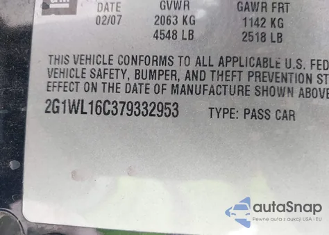 2007 Chevrolet Monte Carlo Ss from USA, damaged, VIN 2G1WL16C379332953